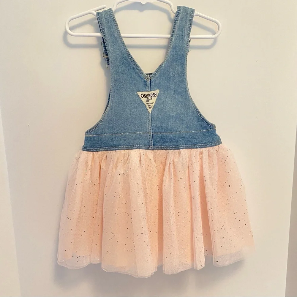 OshKosh B'gosh Toddler Girls Pink Tulle Unicorn Skirtall Jumper Dress 2T NWT